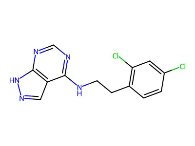 N-[2-(2,4-dichlorophenyl)ethyl]-1H-pyrazolo[3,4-d]pyrimidin-4-amine structure