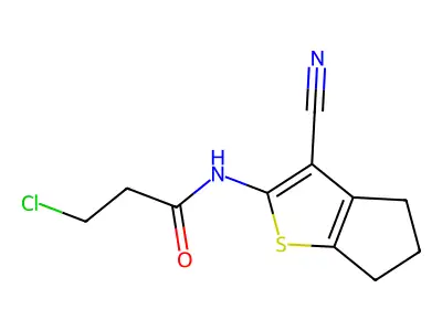 3-chloro-N-(3-cyano-4H,5H,6H-cyclopenta(b)thiophen-2-yl)propanamide structure