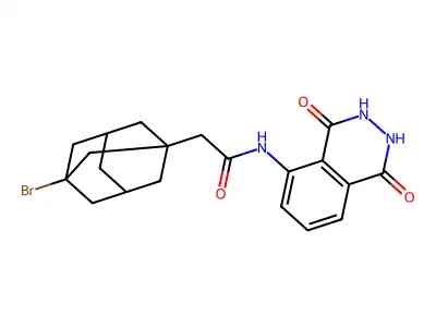 2-(3-bromo-1-adamantyl)-N-(1,4-dioxo-2,3-dihydrophthalazin-5-yl)acetamide structure
