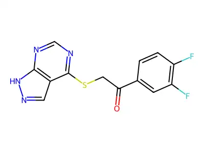 1-(3,4-difluorophenyl)-2-(1H-pyrazolo[3,4-d]pyrimidin-4-ylsulfanyl)ethanone structure