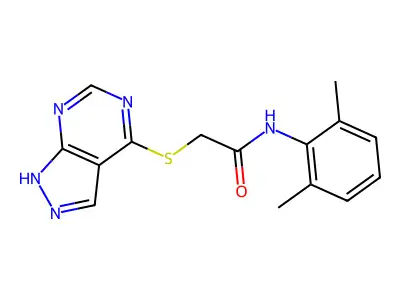 N-(2,6-dimethylphenyl)-2-(1H-pyrazolo[3,4-d]pyrimidin-4-ylsulfanyl)acetamide structure