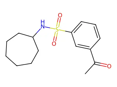 3-acetyl-N-cycloheptylbenzene-1-sulfonamide structure