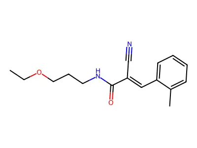 (E)-2-cyano-N-(3-ethoxypropyl)-3-(2-methylphenyl)prop-2-enamide structure