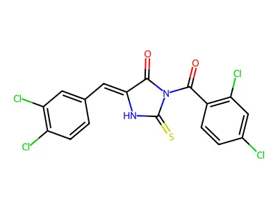 3-(2,4-dichlorobenzoyl)-5-[(3,4-dichlorophenyl)methylidene]-2-sulfanylideneimidazolidin-4-one structure