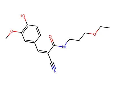 2-cyano-N-(3-ethoxypropyl)-3-(4-hydroxy-3-methoxyphenyl)prop-2-enamide structure