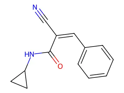 2-cyano-N-cyclopropyl-3-phenylprop-2-enamide structure