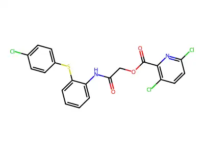 ({2-[(4-chlorophenyl)sulfanyl]phenyl}carbamoyl)methyl 3,6-dichloropyridine-2-carboxylate structure