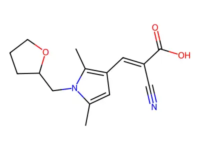 2-cyano-3-[2,5-dimethyl-1-(oxolan-2-ylmethyl)pyrrol-3-yl]prop-2-enoic Acid structure