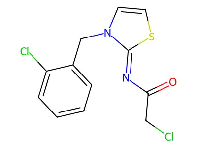 2-chloro-N-{3-[(2-chlorophenyl)methyl]-2,3-dihydro-1,3-thiazol-2-ylidene}acetamide structure