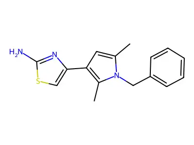4-(1-benzyl-2,5-dimethyl-1H-pyrrol-3-yl)-1,3-thiazol-2-amine structure