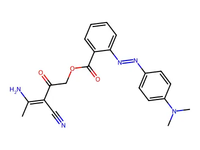 Benzoic acid, 2-[2-[4-(dimethylamino)phenyl]diazenyl]-, 4-amino-3-cyano-2-oxo-3-penten-1-yl ester structure