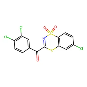 (6-Chloro-1,1-dioxidobenzo[e][1,4,2]dithiazin-3-yl)(3,4-dichlorophenyl)methanone structure