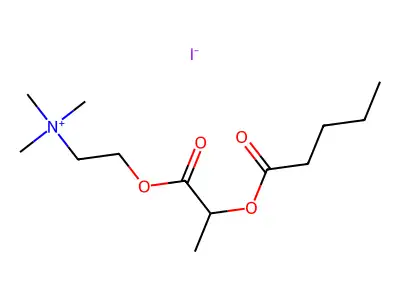 Ethanaminium, 2-(2-((1-oxopentyl)oxy)-1-oxopropoxy)-N,N,N-trimethyl-, iodide structure