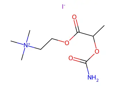 Ethanaminium, 2-(2-((aminocarbonyl)oxy)-1-oxopropoxy)-N,N,N-trimethyl-, iodide structure