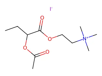 Ethanaminium, 2-(2-(acetyloxy)-1-oxobutoxy)-N,N,N-trimethyl-, iodide structure