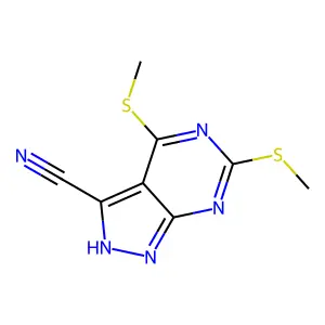 4,6-Bis(methylthio)-1H-pyrazolo[3,4-d]pyrimidine-3-carbonitrile structure