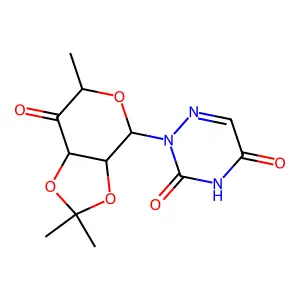 2-(2,2,6-trimethyl-7-oxo-4,7a-dihydro-3aH-[1,3]dioxolo[4,5-c]pyran-4-yl)-1,2,4-triazine-3,5-dione structure