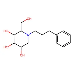 3,4,5-Piperidinetriol, 2-(hydroxymethyl)-1-(3-phenylpropyl)-, (2R,3R,4R,5S)- structure