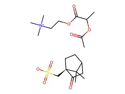 Ethanaminium, 2-(2-(acetyloxy)-1-oxopropoxy)-N,N,N-trimethyl-, salt with (1S)-7,7-dimethyl-2-oxobicyclo(2.2.1)heptane-1-methanesulfonic acid (1:1) structure