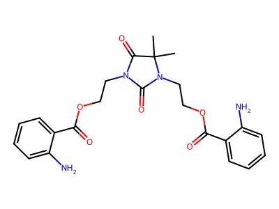 1,3-Bis(2-((2-aminobenzoyl)oxy)ethyl)-5,5-dimethylimidazolidine-2,4-dione structure