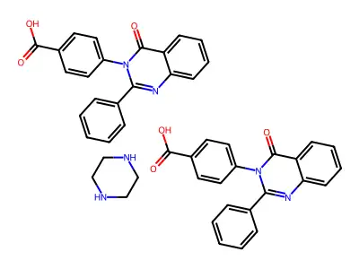 Piperazine 1,4-bis(4-(4-oxo-2-phenyl-3(4H)-quinazolinyl)benzoate) structure