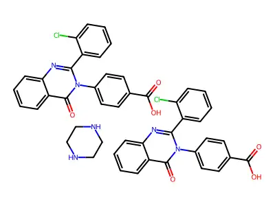 Piperazine 1,4-bis(4-(2-(2-chlorophenyl)-4-oxo-3(4H)-quinazolinyl)benzoate) structure