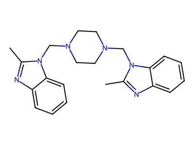 1H-Benzimidazole, 1,1'-(1,4-piperazinediylbis(methylene))bis(2-methyl- structure
