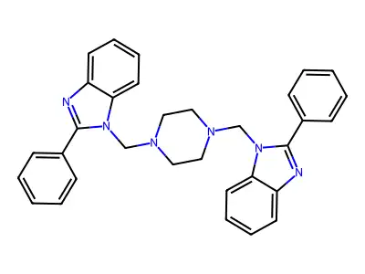 1H-Benzimidazole, 1,1'-(1,4-piperazinediylbis(methylene))bis(2-phenyl- structure