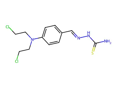 p-[N,N-bis(2-chloroethyl)amino]benzaldehyde thiosemicarbazone structure