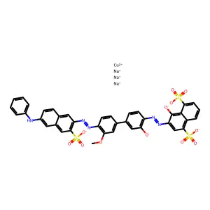 Cuprate(3-), (4-(hydroxy-kappaO)-3-((3-(hydroxy-kappaO)-4'-((1-hydroxy-6-(phenylamino)-3-sulfo-2-naphthalenyl)azo)-3'-methoxy(1,1'-biphenyl)-4-yl)azo-kappaN1)-1,5-naphthalenedisulfonato(5-))-, trisodium structure