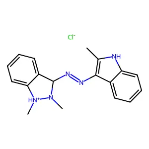 1,2-Dimethyl-3-((2-methyl-1H-indol-3-yl)azo)-1H-indazolium chloride structure