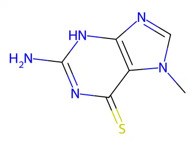 6H-Purine-6-thione, 1,7-dihydro-2-amino-7-methyl- structure