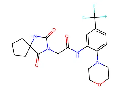 2-(2,4-dioxo-1,3-diazaspiro[4.4]nonan-3-yl)-N-[2-morpholin-4-yl-5-(trifluoromethyl)phenyl]acetamide structure