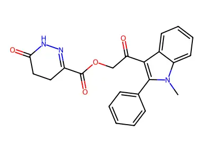 [2-(1-methyl-2-phenylindol-3-yl)-2-oxoethyl] 6-oxo-4,5-dihydro-1H-pyridazine-3-carboxylate structure