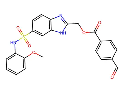 [6-[(2-methoxyphenyl)sulfamoyl]-1H-benzimidazol-2-yl]methyl 4-formylbenzoate structure