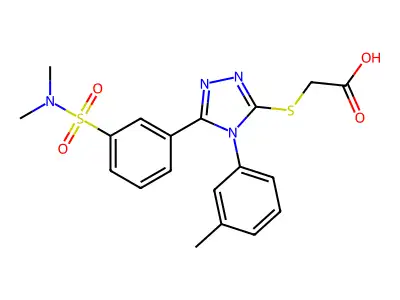 2-({5-[3-(dimethylsulfamoyl)phenyl]-4-(3-methylphenyl)-4H-1,2,4-triazol-3-yl}sulfanyl)acetic acid structure