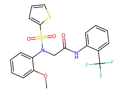 2-(2-methoxy-N-thiophen-2-ylsulfonylanilino)-N-[2-(trifluoromethyl)phenyl]acetamide structure