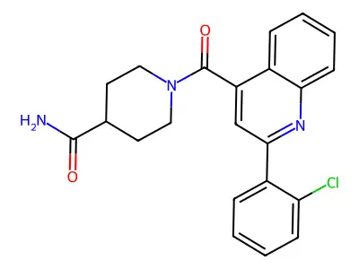 1-[2-(2-Chlorophenyl)quinoline-4-carbonyl]piperidine-4-carboxamide structure
