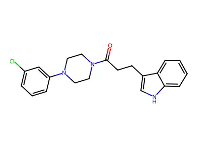 1-[4-(3-chlorophenyl)piperazin-1-yl]-3-(1H-indol-3-yl)propan-1-one structure