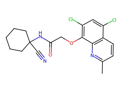 N-(1-Cyanocyclohexyl)-2-((5,7-dichloro-2-methylquinolin-8-yl)oxy)acetamide structure