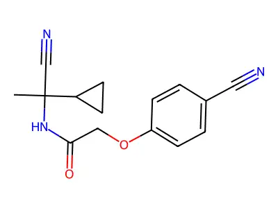 N-(1-cyano-1-cyclopropylethyl)-2-(4-cyanophenoxy)acetamide structure