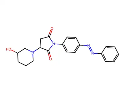 2,5-Pyrrolidinedione, 3-(3-hydroxy-1-piperidinyl)-1-[4-(2-phenyldiazenyl)phenyl]- structure