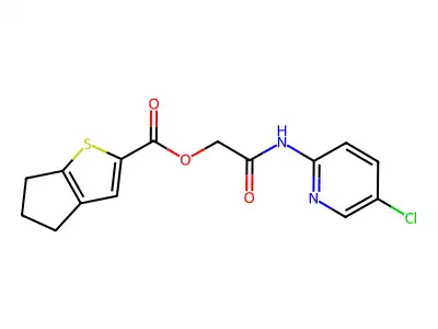 [2-[(5-chloro-2-pyridyl)amino]-2-oxo-ethyl] 5,6-dihydro-4H-cyclopenta[b]thiophene-2-carboxylate structure