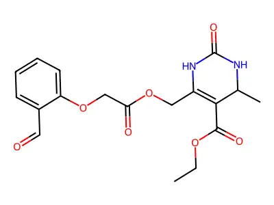ethyl 6-[[2-(2-formylphenoxy)acetyl]oxymethyl]-4-methyl-2-oxo-3,4-dihydro-1H-pyrimidine-5-carboxylate structure