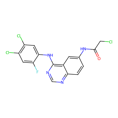 N-{4-[(3,4-dichloro-6-fluorophenyl)amino]quinazoline-6-yl}-2-chloroacetamide structure