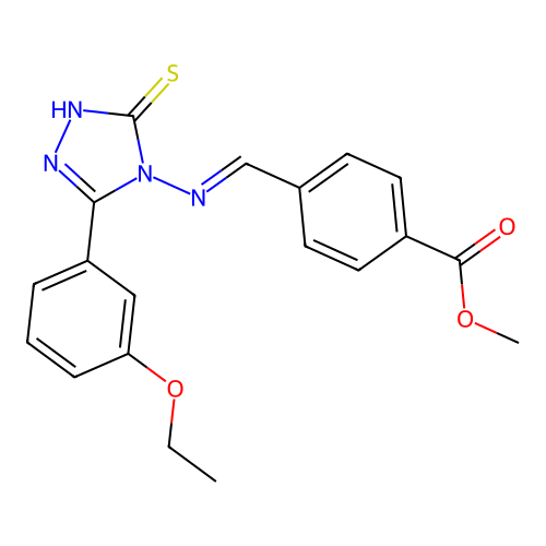 ME 4-(((3-(3-Ethoxyphenyl)-5-mercapto-4H-1,2,4-triazol-4-YL)imino)ME)benzoate structure