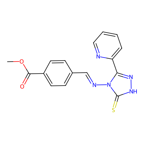 ME 4-(((3-Mercapto-5-(2-pyridinyl)-4H-1,2,4-triazol-4-YL)imino)methyl)benzoate structure