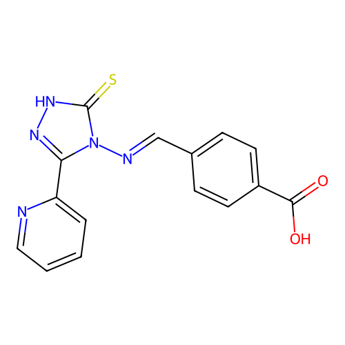 4-(((3-(Pyridin-2-yl)-5-thioxo-1H-1,2,4-triazol-4(5H)-yl)imino)methyl)benzoic acid structure