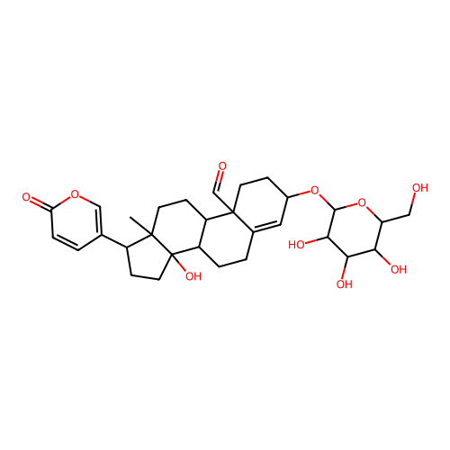 3-(Hexopyranosyloxy)-14-hydroxy-19-oxobufa-4,20,22-trienolide structure