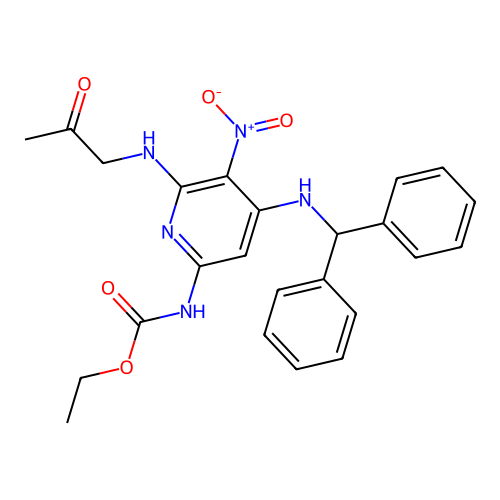 ethyl N-[4-(benzhydrylamino)-5-nitro-6-(2-oxopropylamino)-2-pyridinyl]carbamate structure